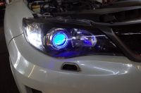 スバルインプレッサWRX STI のヘッドライトイカリング＆モノアイ（ブルーアイ）施工