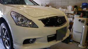 R36スカイラインのイカリング施工と2色アイラインテープ施工