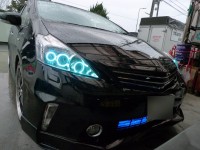プリウスアルファーの手直しとグリルイルミ施工