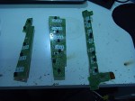 レクサスIS-Fのパネル関係のLED打ち換え この基板3個だけで50個以上のチップが使われています。目が回ります。結局チップは100個以上使われていました。しかもマークレビンソンのオーディオは0603の極小チップが使われているので、これを打ち換えるのは至難の業です。