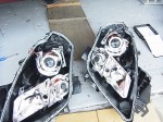 MPVのイカリングとレクサス風アイラインの施工 殻割直後です。