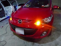 スカイアクティブ デミオのクルコン取り付けとウィンカーLED化 ウィンカーは当店の爆光仕様です。