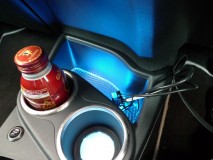 G'sアクアの室内パネルLED打ち替えと装飾LED追加 小物入れはアクリルの底板を作成してLEDを照射し、底板全体が光るように