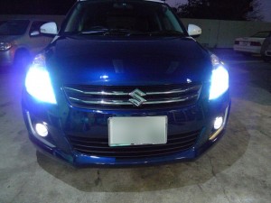 スイフトのヘッドライトHIDとフォグLED他