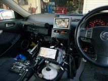 V35スカイラインのナビインストール 無事全ての機能が確認されました。純正モニターの解像度はいまいちですね。