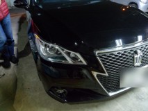 クラウンアスリートのアイライン交換とシーケンシャル化 いきなり作業終了。周りも暗くなっています。今回はかなり頑張りました。
