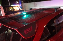 レヴォーグのテールランプ加工とToyota純正シャークフィンアンテナ取付 シャークフィンアンテナもアクリル乳白を使用しているためきれいに面発光しています。