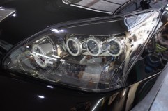30系 ハリアーのヘッドライト加工 リングを取り付ける際にブルーリングは取り外しました。