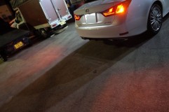 L1型レクサスGSのLEDカスタムチューン 地面にまでウィンカーの光が投影されています。ハイフラ防止抵抗はリアに6Ωで対応しました。