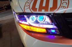 30カスタムアルファードのカスタムヘッドライトインストール 早速インストール完了しました。配線は事前に用意していたので思っていたより早く終わりました。