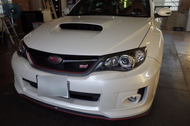   スバルインプレッサWRX STI のヘッドライトイカリング＆モノアイ（ブルーアイ）施工  
