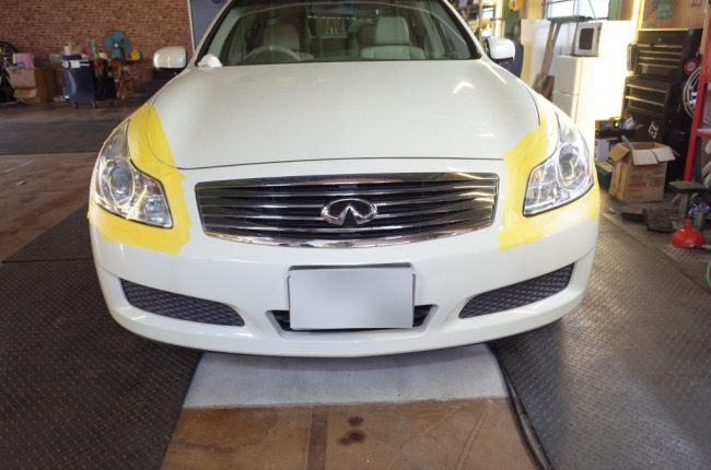 V36スカイラインのヘッドライトクリーニング V36スカイラインのヘッドライトクリーニング