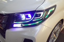 30前期アルファードのヘッドライト加工~ 2眼ヘッドなのでアイラインもコーナリングランプもないため、ゼロから作っています。