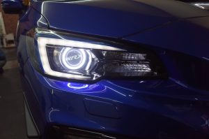 WRXのヘッドライトデイライト化とリング干渉修正