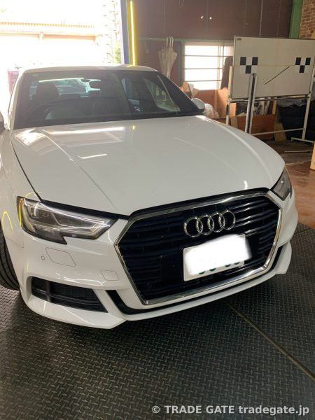 入庫した白いAudi A3の全体像